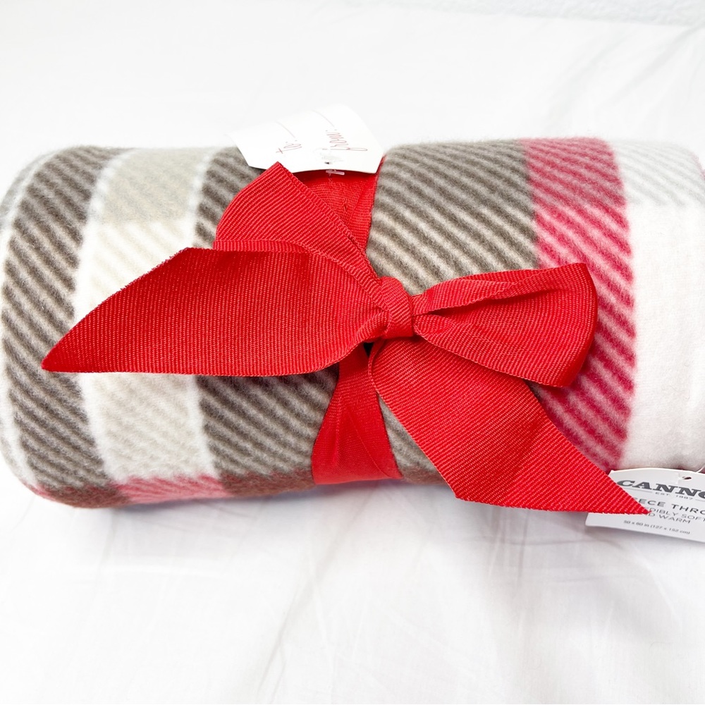 Cannon Fleece Blanket Red Plaid Throw Warm and Soft Holliday Christmas - Picture 7 of 9